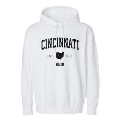 Cincinnati Ohio Oh Vintage Established Sports Design Garment-Dyed Fleece Hoodie