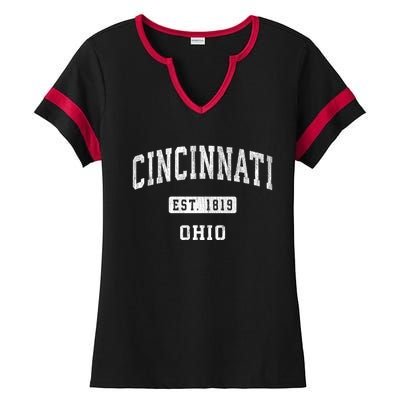 Cincinnati Ohio Oh Vintage Established Athletic Sports Design Ladies Halftime Notch Neck Tee