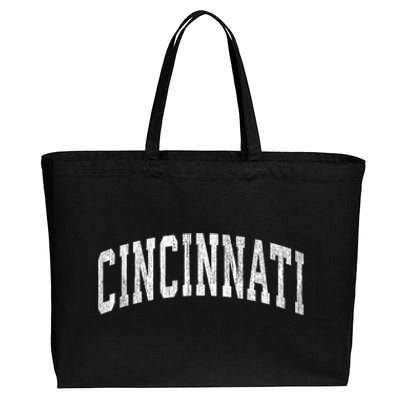 Cincinnati Ohio Oh Vintage Athletic Sports Design Cotton Canvas Jumbo Tote