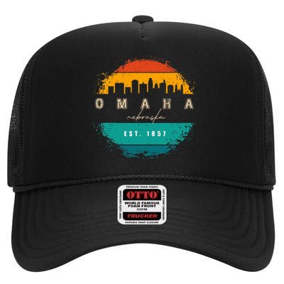 City Of Omaha Nebraska High Crown Mesh Back Trucker Hat