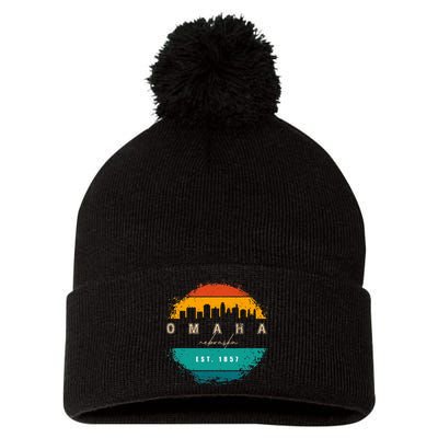 City Of Omaha Nebraska Pom Pom 12in Knit Beanie