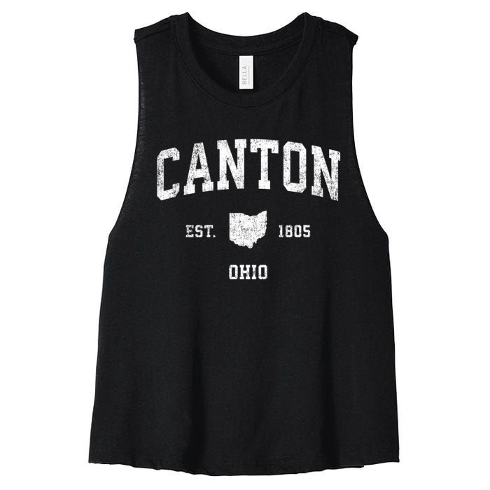 Canton Ohio Oh Vintage Sports Design Women's Racerback Cropped Tank