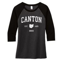 Canton Ohio Oh Vintage Sports Design Women's Tri-Blend 3/4-Sleeve Raglan Shirt