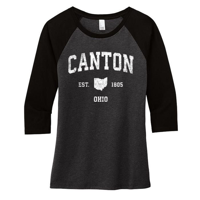 Canton Ohio Oh Vintage Sports Design Women's Tri-Blend 3/4-Sleeve Raglan Shirt