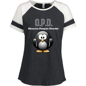 Cute Opd Obsessive Penguin Disorder Gift Enza Ladies Jersey Colorblock Tee