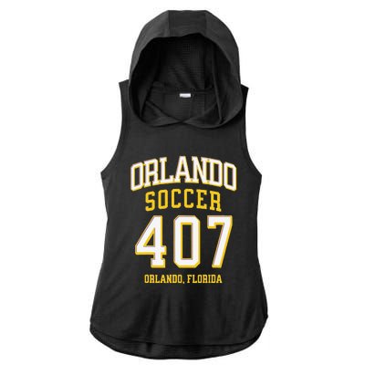 City Of Orlando Soccer Area Code 407 Collection Ladies PosiCharge Tri-Blend Wicking Draft Hoodie Tank