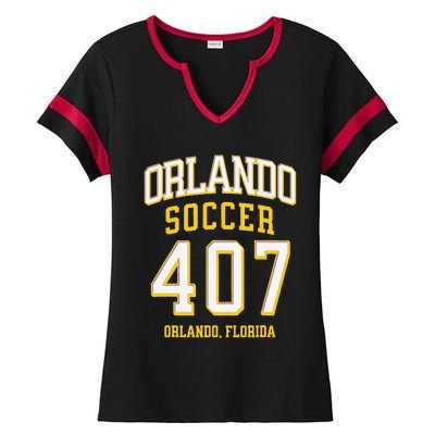 City Of Orlando Soccer Area Code 407 Collection Ladies Halftime Notch Neck Tee