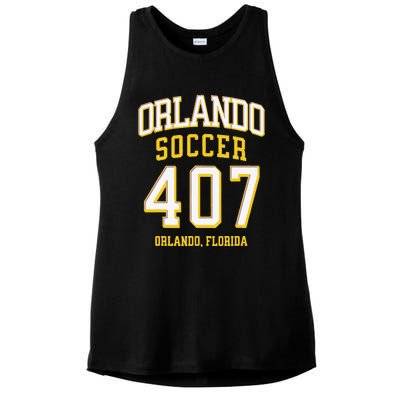 City Of Orlando Soccer Area Code 407 Collection Ladies PosiCharge Tri-Blend Wicking Tank