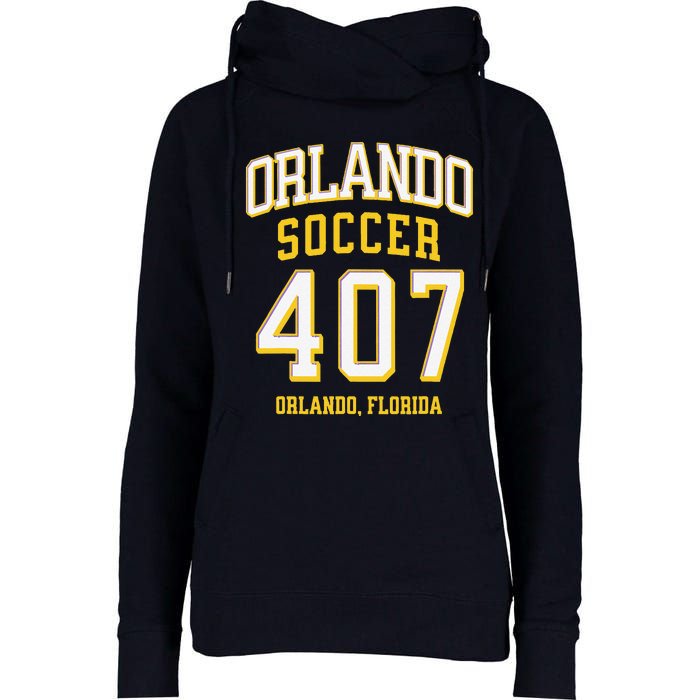 City Of Orlando Soccer Area Code 407 Collection Womens Funnel Neck Pullover Hood