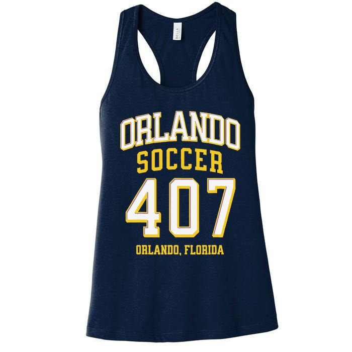 City Of Orlando Soccer Area Code 407 Collection Women's Racerback Tank