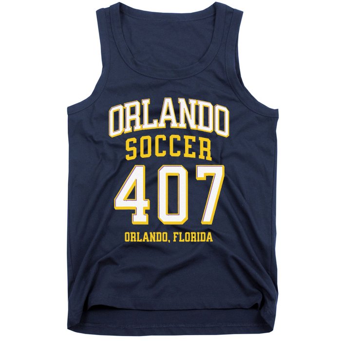 City Of Orlando Soccer Area Code 407 Collection Tank Top