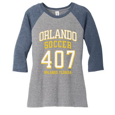 City Of Orlando Soccer Area Code 407 Collection Women's Tri-Blend 3/4-Sleeve Raglan Shirt