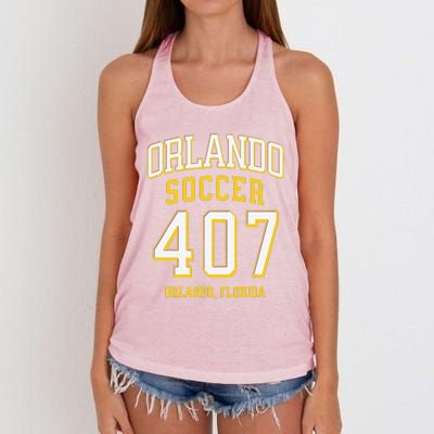 City Of Orlando Soccer Area Code 407 Collection Women's Knotted Racerback Tank