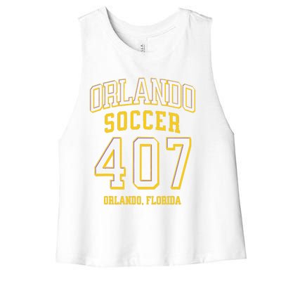 City Of Orlando Soccer Area Code 407 Collection Women's Racerback Cropped Tank