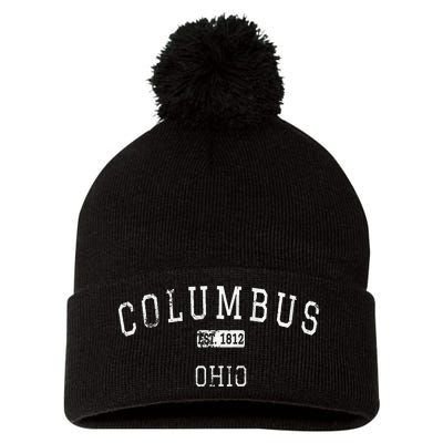 Columbus Ohio OH Vintage Pom Pom 12in Knit Beanie