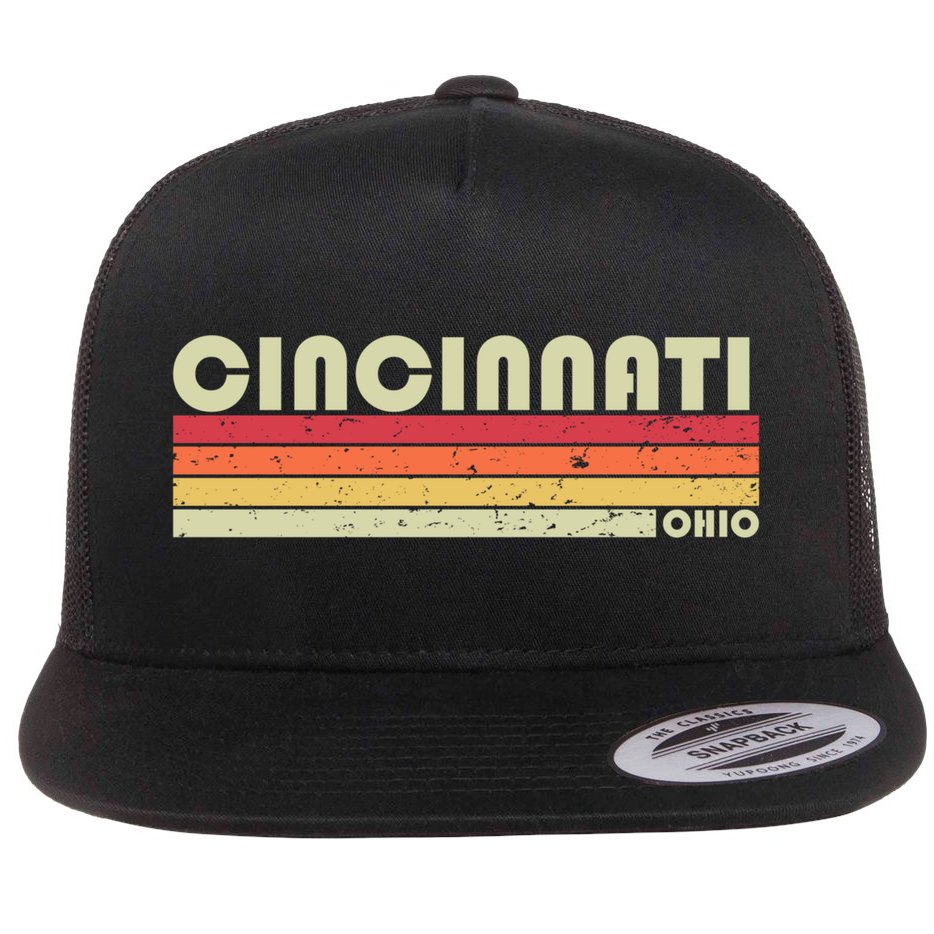 Cincinnati Oh Ohio Funny City Home Roots Gift Retro 70s 80s Gift Flat Bill Trucker Hat