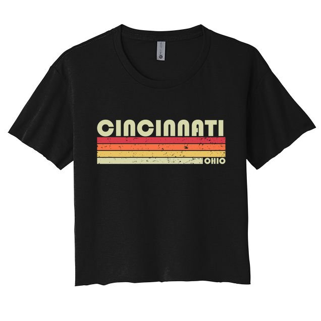 Cincinnati Oh Ohio Funny City Home Roots Gift Retro 70s 80s Gift Crop Top