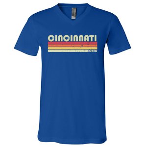 Cincinnati Oh Ohio Funny City Home Roots Gift Retro 70s 80s Gift V-Neck T-Shirt