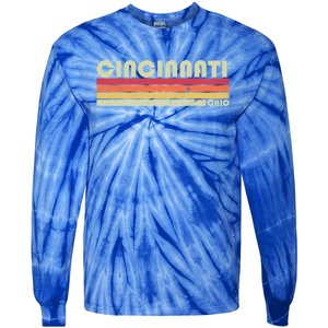 Cincinnati Oh Ohio Funny City Home Roots Gift Retro 70s 80s Gift Tie-Dye Long Sleeve Shirt