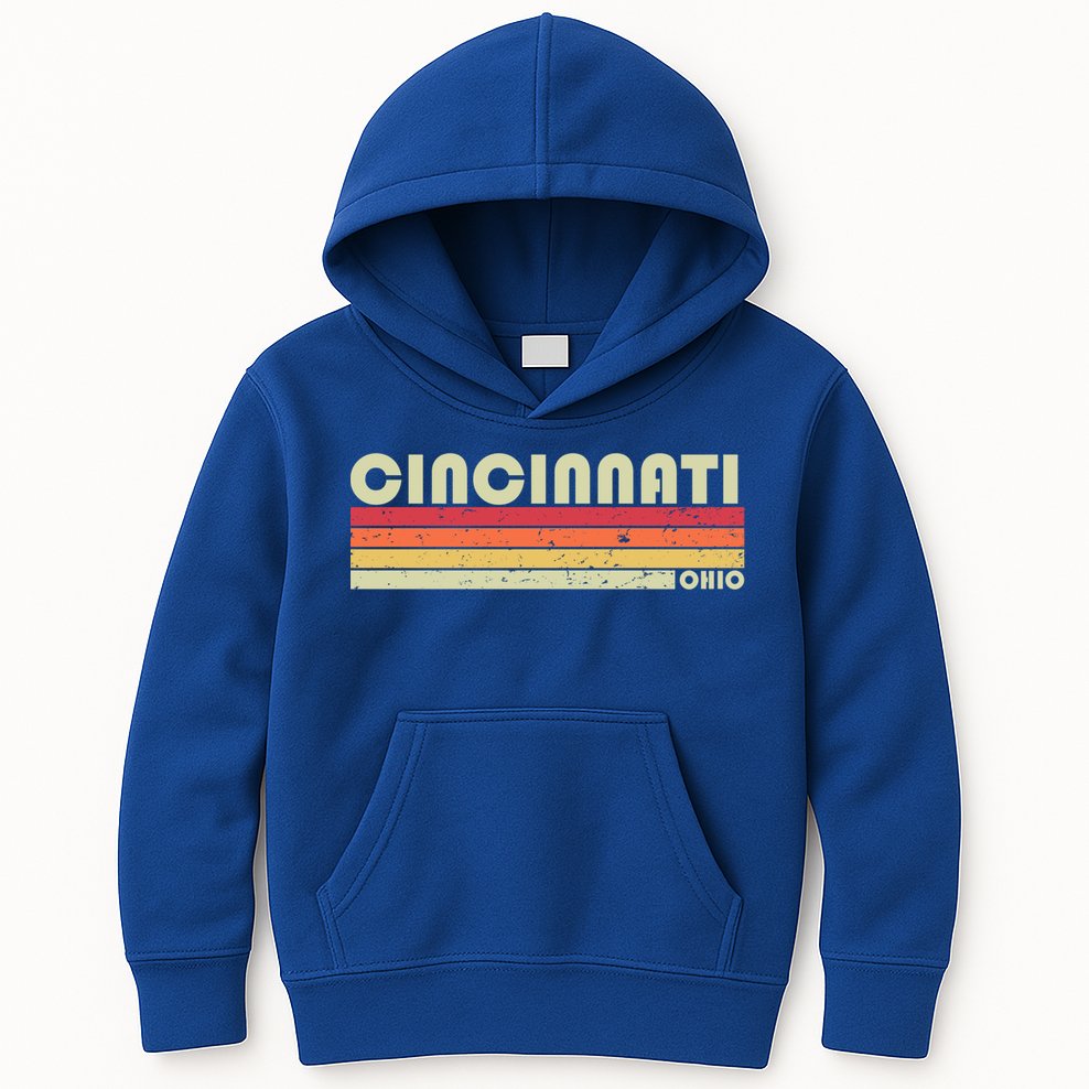 Cincinnati Oh Ohio Funny City Home Roots Gift Retro 70s 80s Gift Kids Hoodie