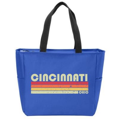 Cincinnati Oh Ohio Funny City Home Roots Gift Retro 70s 80s Gift Zip Tote Bag
