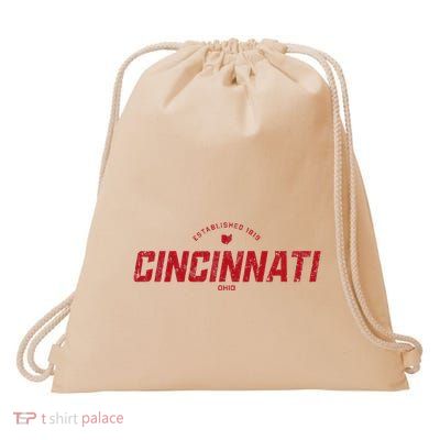 Cincinnati Ohio Oh Vintage Athletic Red Sports Logo Drawstring Bag