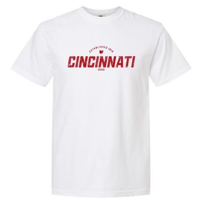 Cincinnati Ohio Oh Vintage Athletic Red Sports Logo Garment-Dyed Heavyweight T-Shirt