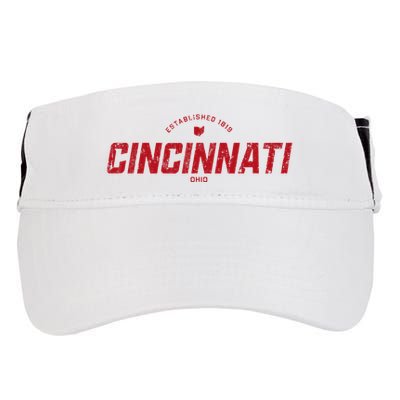 Cincinnati Ohio Oh Vintage Athletic Red Sports Logo Adult Drive Performance Visor