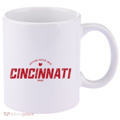 Cincinnati Ohio Oh Vintage Athletic Red Sports Logo 11oz C Handle Ceramic Mug