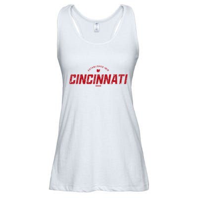 Cincinnati Ohio Oh Vintage Athletic Red Sports Logo Ladies Essential Flowy Tank