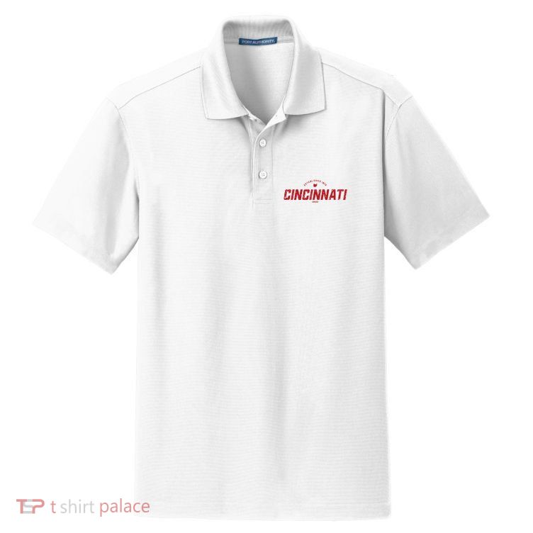 Cincinnati Ohio Oh Vintage Athletic Red Sports Logo Dry Zone Grid Polo