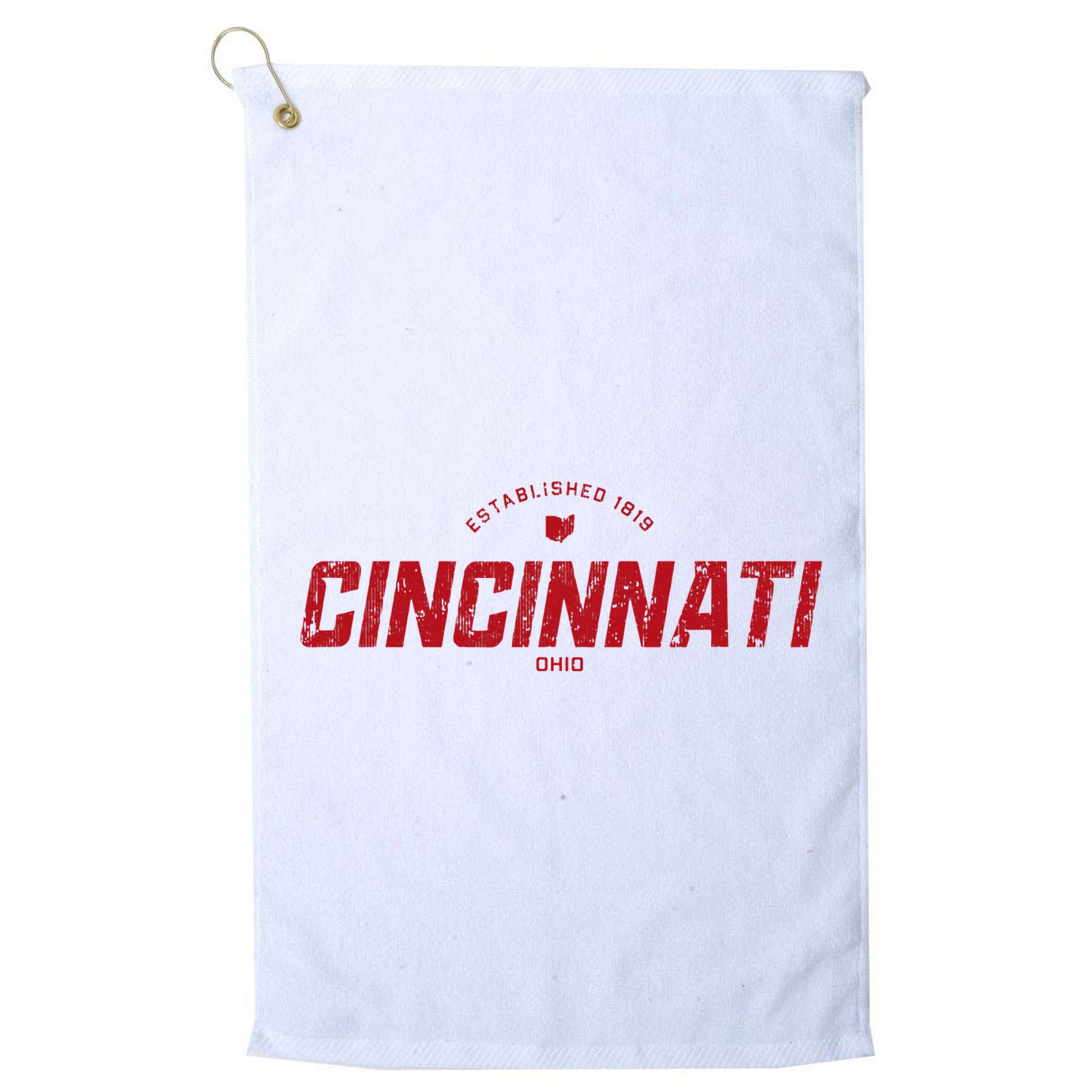 Cincinnati Ohio Oh Vintage Athletic Red Sports Logo Golf Towel