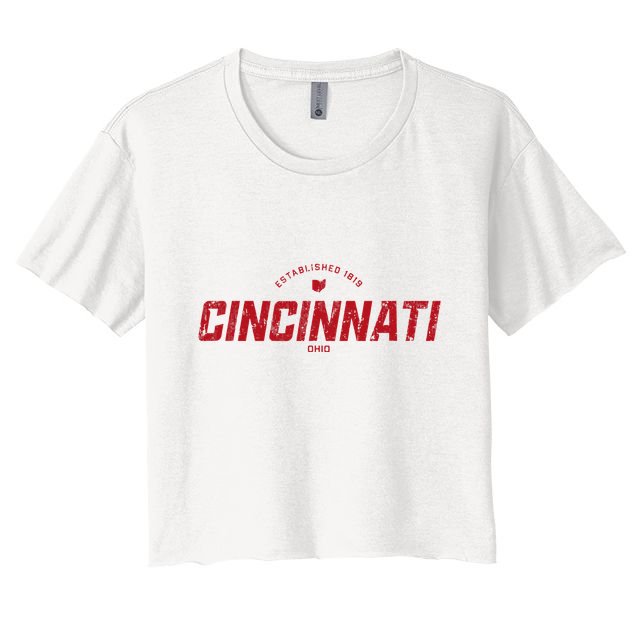 Cincinnati Ohio Oh Vintage Athletic Red Sports Logo Crop Top