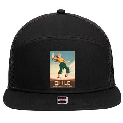 Chile Office Of Tourism Vintage 1930 Poster 7 Panel Mesh Trucker Snapback Hat