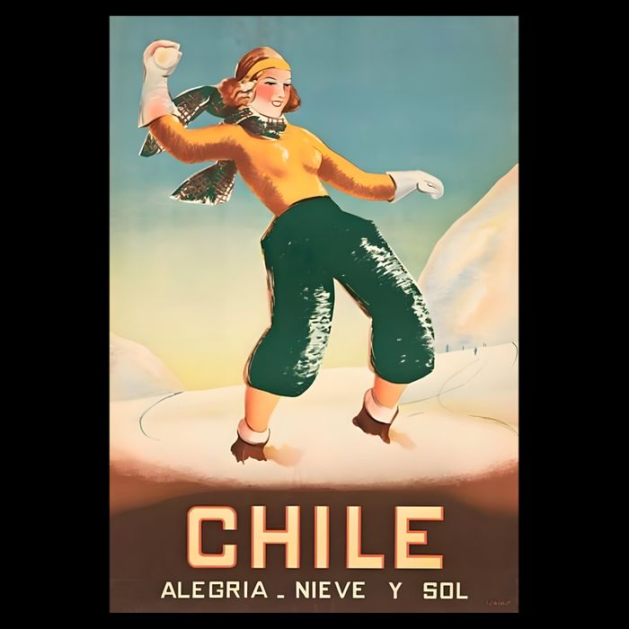 Chile Office Of Tourism Vintage 1930 Poster Cooling Performance Long Sleeve Crew