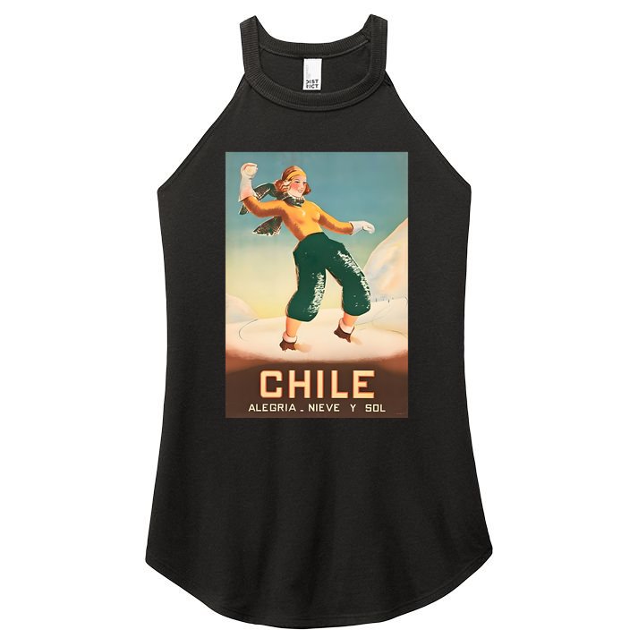 Chile Office Of Tourism Vintage 1930 Poster Women's Perfect Tri Rocker Tank