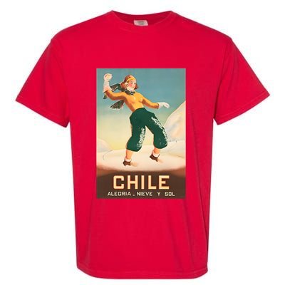 Chile Office Of Tourism Vintage 1930 Poster Garment-Dyed Heavyweight T-Shirt