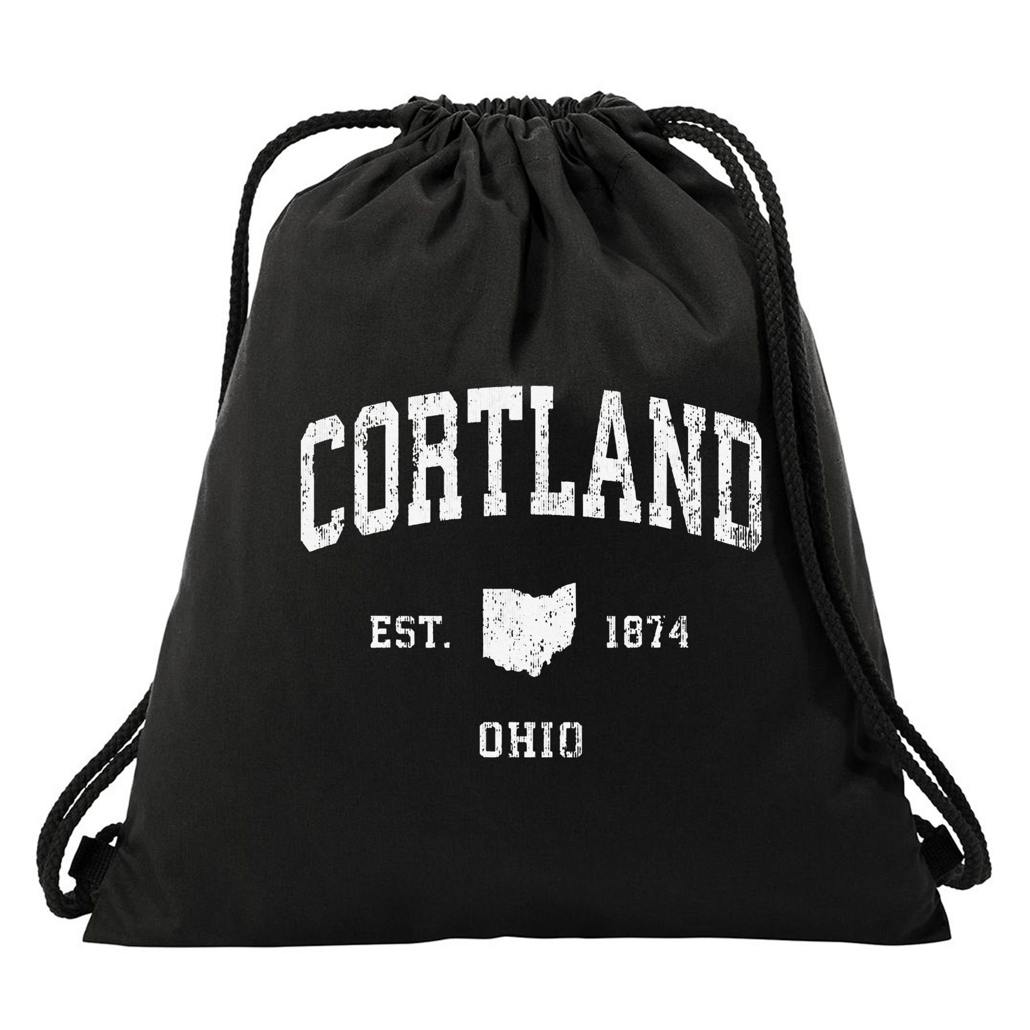 Cortland Ohio OH Vintage Athletic Sports Drawstring Bag