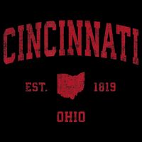 Cincinnati Ohio OH Vintage Sports Design Red Print Button