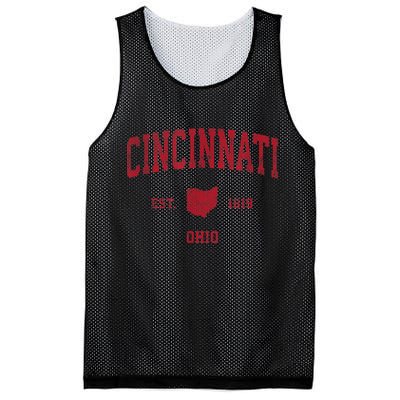 Cincinnati Ohio OH Vintage Sports Design Red Print Mesh Reversible Basketball Jersey Tank