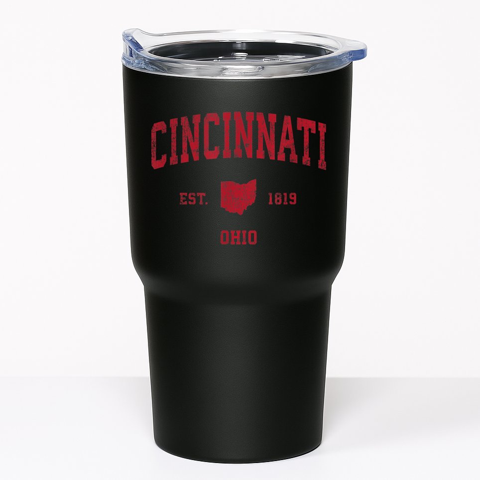 Cincinnati Ohio OH Vintage Sports Design Red Print Tumbler