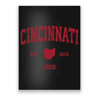 Cincinnati Ohio OH Vintage Sports Design Red Print Poster