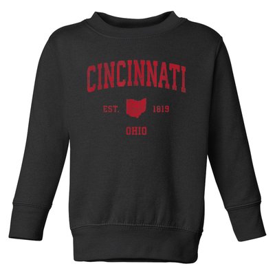 Cincinnati Ohio OH Vintage Sports Design Red Print Toddler Sweatshirt