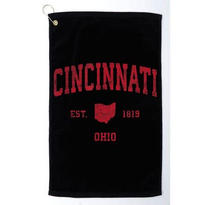 Cincinnati Ohio OH Vintage Sports Design Red Print Golf Towel