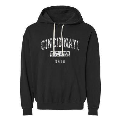 Cincinnati Ohio Oh Vintage Established Sports Design Garment-Dyed Fleece Hoodie