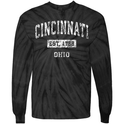 Cincinnati Ohio Oh Vintage Established Sports Design Tie-Dye Long Sleeve Shirt