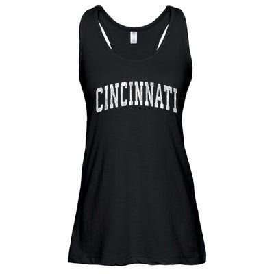 Cincinnati Ohio Oh Vintage Athletic Sports Design Ladies Essential Flowy Tank