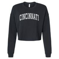 Cincinnati Ohio Oh Vintage Athletic Sports Design Cropped Pullover Crew