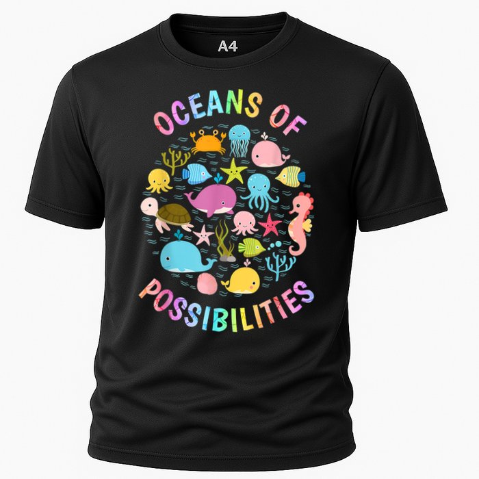 Cute Oceans Of Possibilities Summer Reading Sea Creatures Cooling Performance Crew T-Shirt
