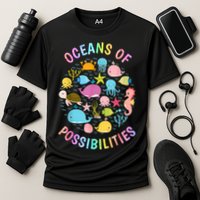 Cute Oceans Of Possibilities Summer Reading Sea Creatures Cooling Performance Crew T-Shirt